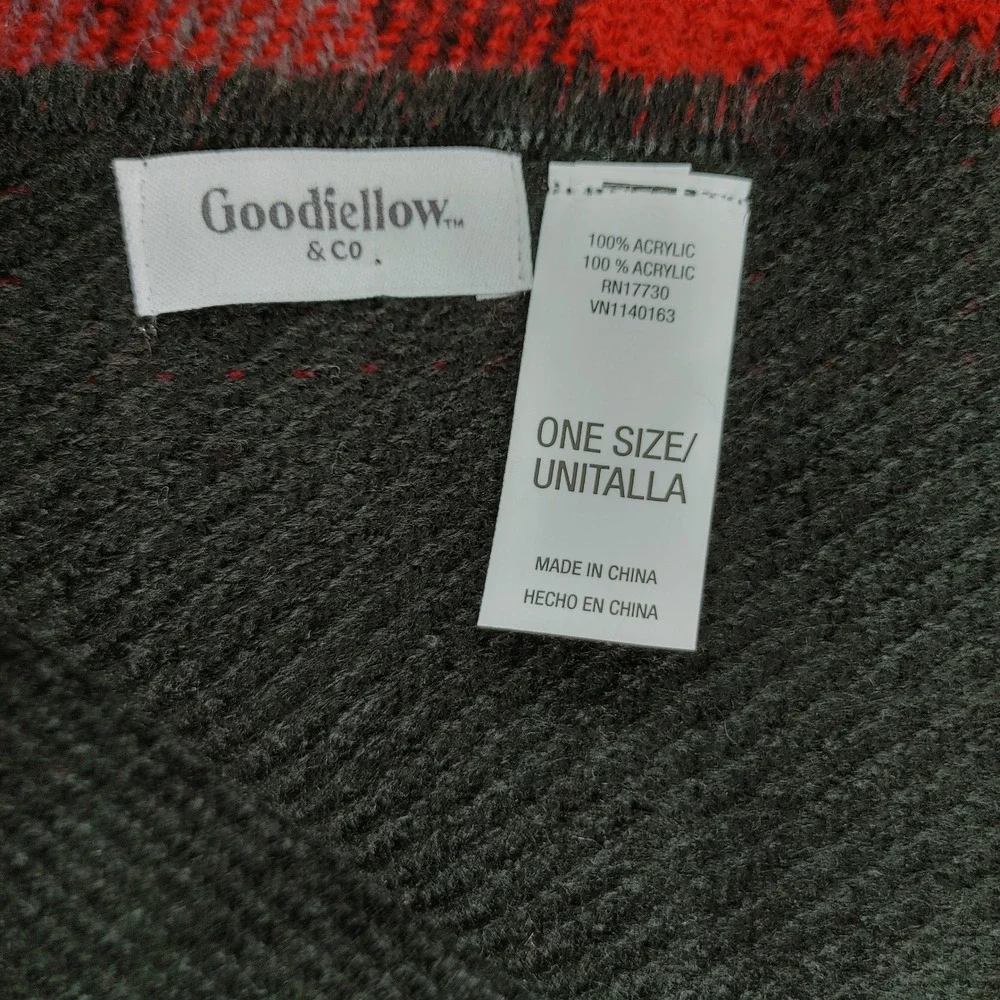 Goodfellow‎ & Co Eco Plaid Scarf and Beanie Set Red Black Gray One Size